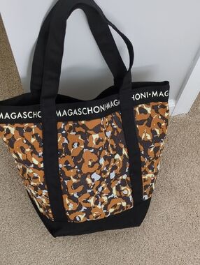 Magaschoni Leopard-Pattern Canvas Tote in Brown and Black